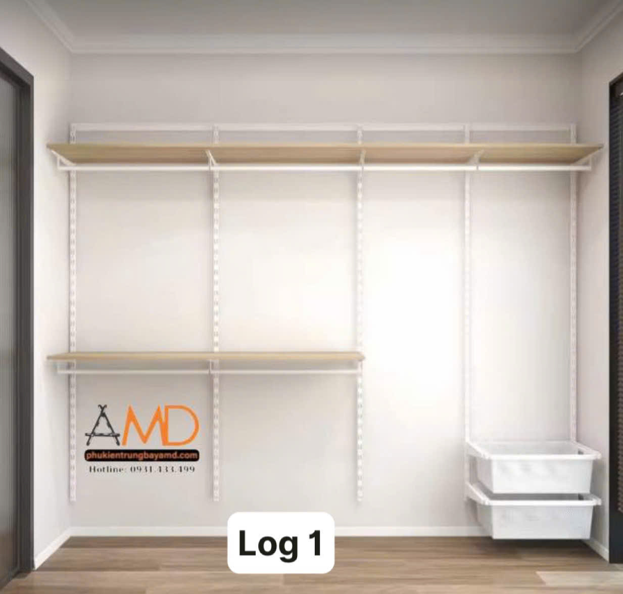 Giải pháp tận dụng tường khoảng tường, góc tường – Bộ kệ quần áo AMD