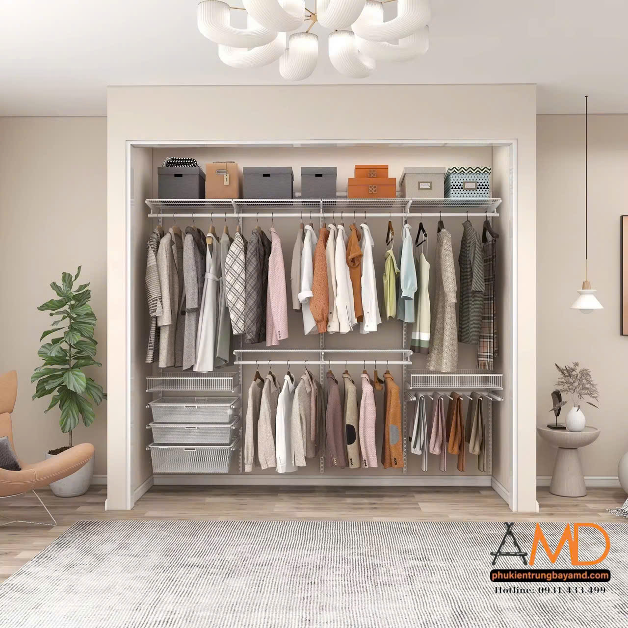 Bộ kệ quần áo thanh ray AMD – Bền bỉ, an toàn cho từng thành viên, từ em bé hiếu động đến ông bà cần sự chắc chắn